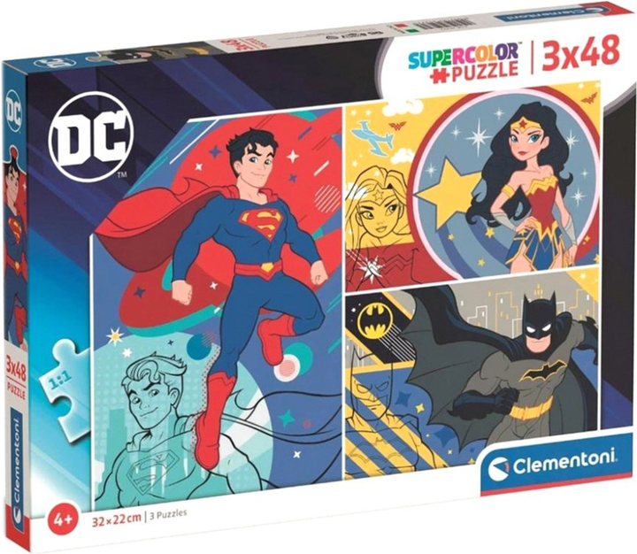 Puzzle Clementoni Dc Comics Supercolor 3 w 1 144 elementy (8005125252725) - obraz 1