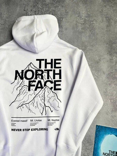 Худи унисекс с рисунком гор и логотипом the north face размер S белого цвета - изображение 2