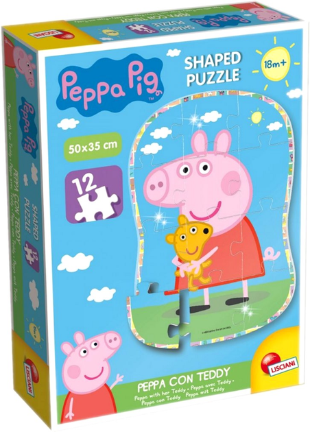 Puzzle Lisciani Peppa Pig Świnka Peppa z misiem Teddy 12 elementów (8008324068326) - obraz 1