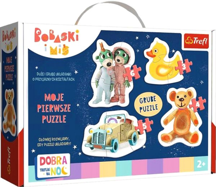 Puzzle Trefl Dobranoc, Trefliki na noc Bobaski i Miś Urocze bobaski 18 elementów (5900511360950) - obraz 1