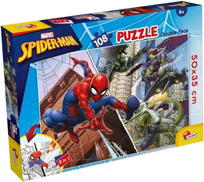 Puzzle dwustronne Lisciani Marvel Spiderman 2 w 1 108 elementów (8008324099702) - obraz 1