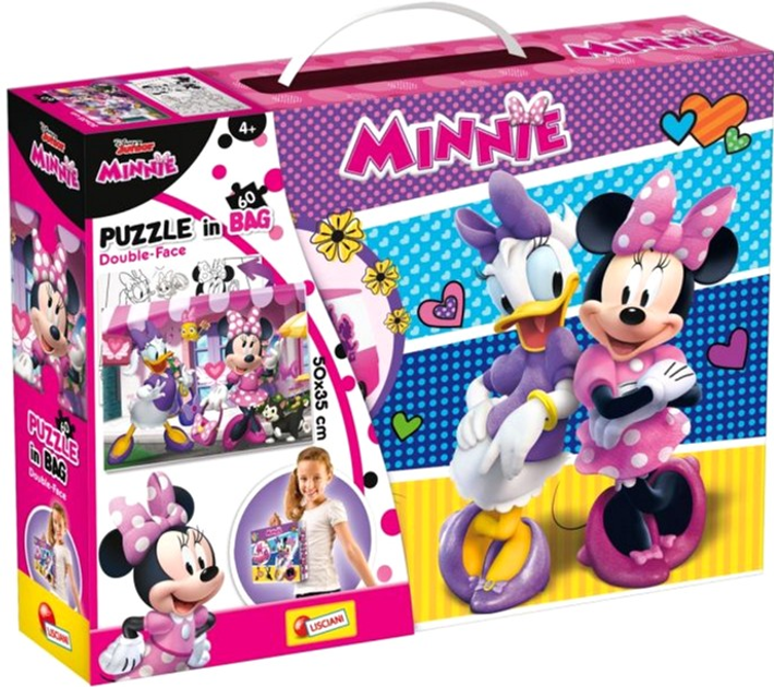 Puzzle dwustronne Lisciani Disney Junior Myszka Minnie in bag 2 w 1 60 elementów (8008324073900) - obraz 1