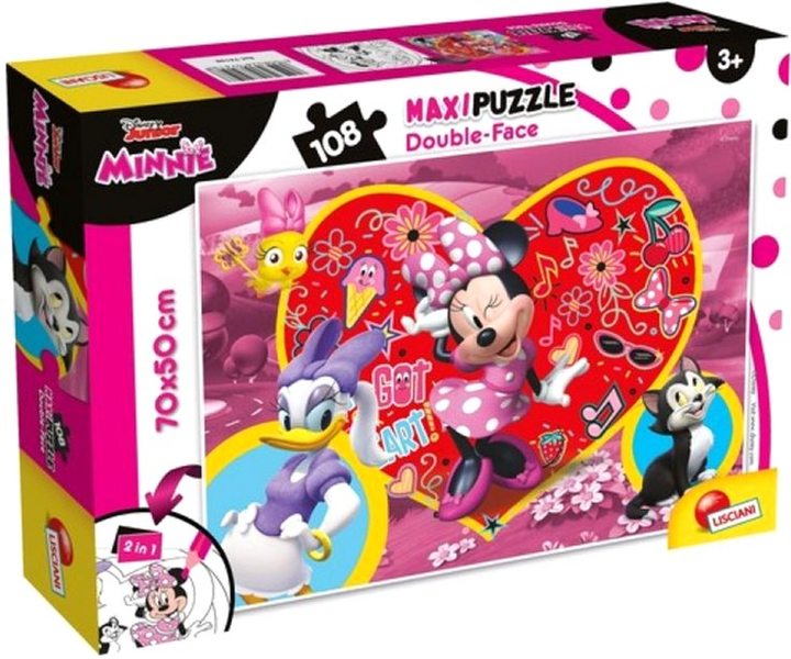 Puzzle dwustronne Lisciani Disney Junior Mickey maxi Myszka Minnie 2 w 1 108 elementów (8008324074198) - obraz 1