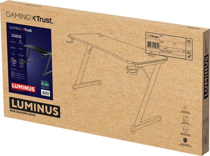 Biurko komputerowe Trust GXT 709 LUMINUS RGB 25184 Black (8713439251845) - obraz 8