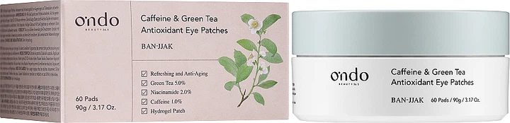 Антиоксидантні патчі для очей з кофеїном і зеленим чаєм - Ondo Beauty 36.5 Caffeine & Green Tea Antioxidant Eye Patches 60шт (зелений чай, кава) (1063681-138999) - Фото 2 Антиоксидантні патчі для очей з кофеїном і зеленим чаєм - Ondo Beauty 36.5 Caffeine & Green Tea Antioxidant Eye Patches 60шт (зелений чай, кава) (1063681-138999) - изображение 2