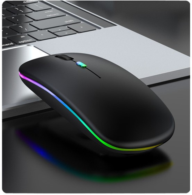 Беспроводная мышь Bluetooth 5.2/2.4Ghz USB, подсветка RGB, аккумулятор, Черный - изображение 2