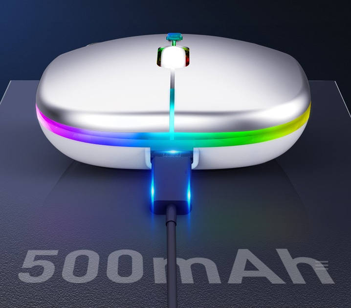 Беспроводная мышь Bluetooth 5.2/2.4Ghz USB, подсветка RGB, аккумулятор, Черный - изображение 4