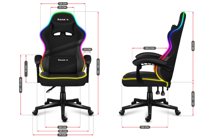 Ігрове крісло Huzaro Force 4.4 RGB Black (5903796013160) - зображення 4