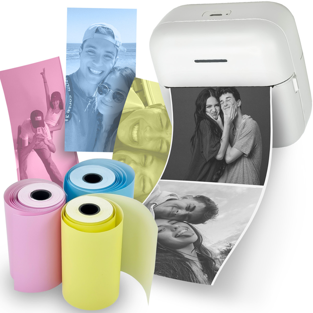 Портативный термопринтер JETIX Mini Printer Student, мобильный мини + 3 рулона цветной термобумаги в комплекте - изображение 8