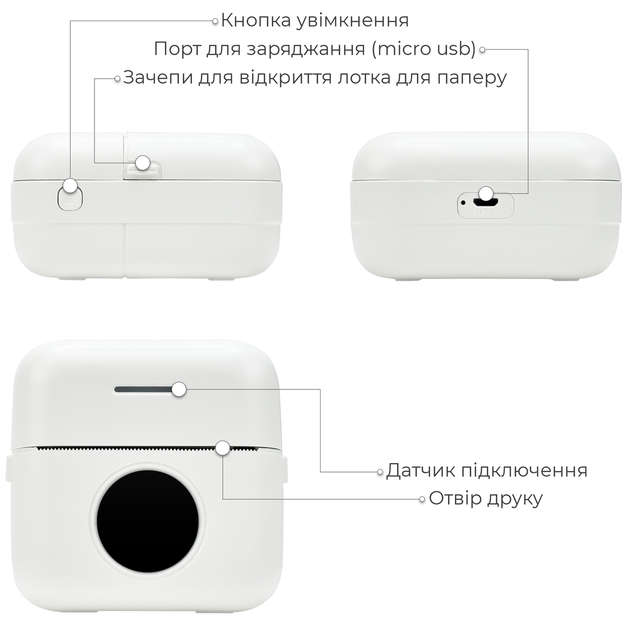 Портативный термопринтер JETIX Mini Printer Student, мобильный мини + 3 рулона цветной термобумаги в комплекте - изображение 10