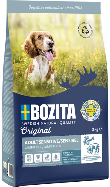 Sucha karma dla psów Bozita Original Adult Sensitive Jagnięcina z ryżem 3 kg (7311030416239) - obraz 1