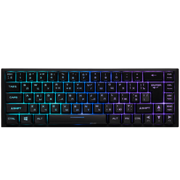 Клавиатура игровая 2E Gaming KG350 RGB 68key USB Black Ukr - изображение 2