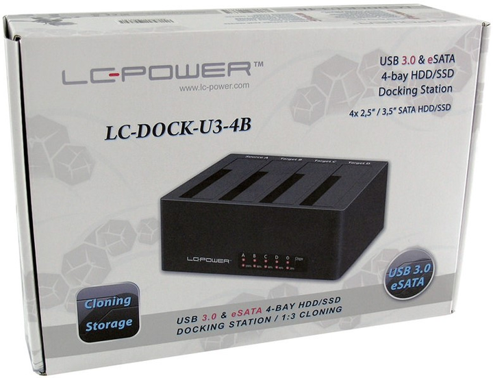 Stacja dokująca LC-Power do 4 x SATA HDD/SSD 3.5"/2.5" Black (LC-DOCK-U3-4B) - obraz 4