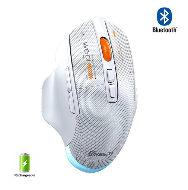 Мышь беспроводная, бесшумная MiKESPN W601 с аккумулятором и подсветкой 2,4G+Bluetooth White - изображение 1