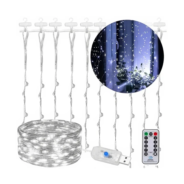 Светодиодная гирлянда-занавес Crown 200 LED USB 3 х 2 м Холодный белый (WLS-QX-CL2132C-2) - Фото 2 Светодиодная гирлянда-занавес Crown 200 LED USB 3 х 2 м Холодный белый (WLS-QX-CL2132C-2) - изображение 2