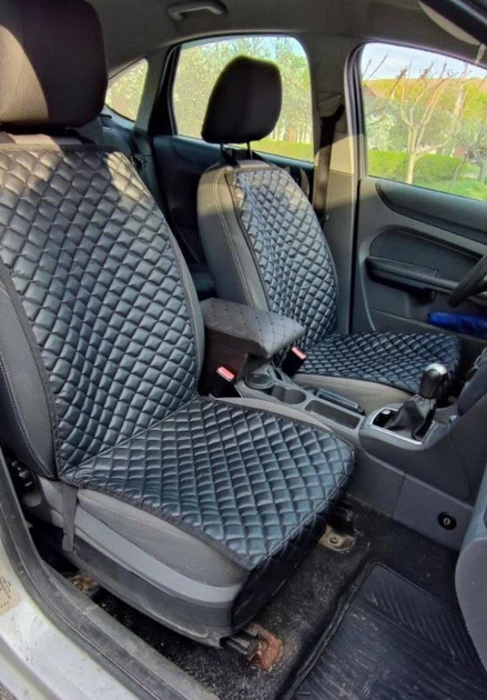 Накидка на автомобильное сидение кресло Chevrolet Aveo чехол универсальный из экокожи перешитой ниткой черного цвета - Фото 2 Накидка на автомобильное сидение кресло Chevrolet Aveo чехол универсальный из экокожи перешитой ниткой черного цвета - изображение 2