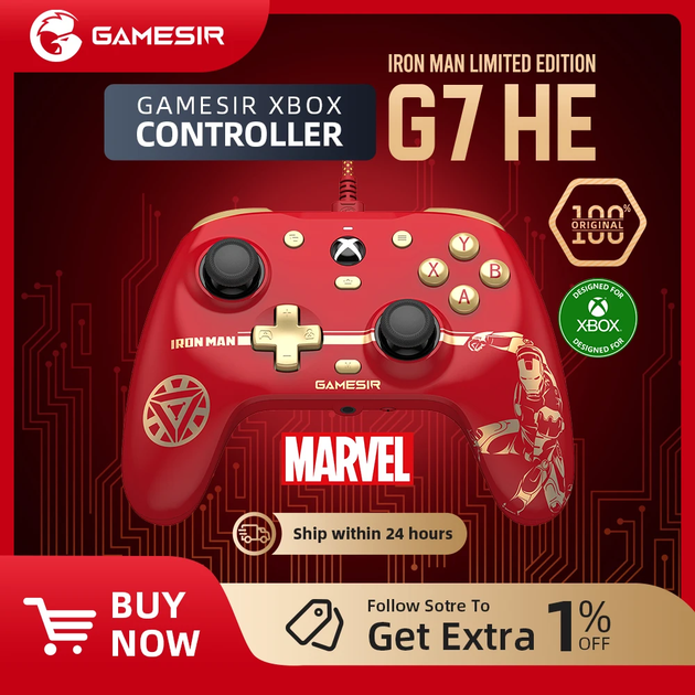 Геймпад Gamesir G7 HE Iron Man, Limited Edition для Xbox Series X/S, Xbox One та Windows 10/11 - Фото 2 Геймпад Gamesir G7 HE Iron Man, Limited Edition для Xbox Series X/S, Xbox One та Windows 10/11 - зображення 2