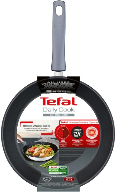 Patelnia grill Tefal Daily Cook G73140 stal nierdzewna 26 cm (3168430320178) - obraz 4