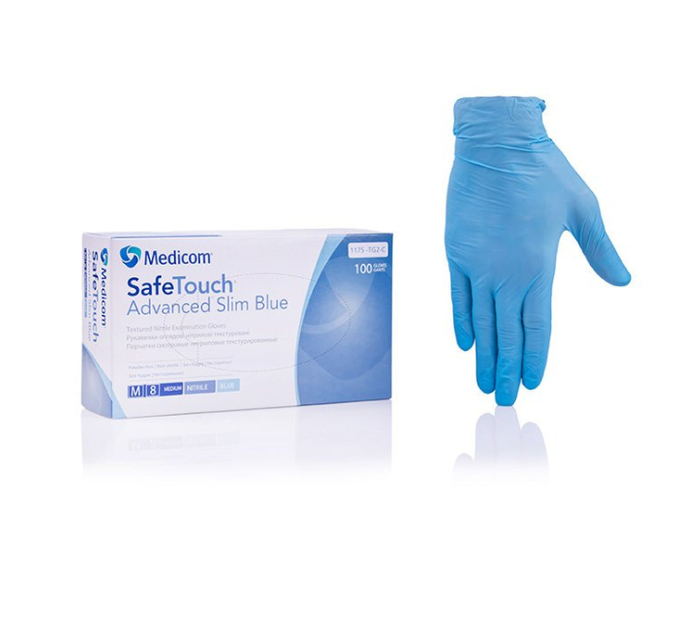 Перчатки safetouch slim blue нитриловые размер S, 100 шт - изображение 1