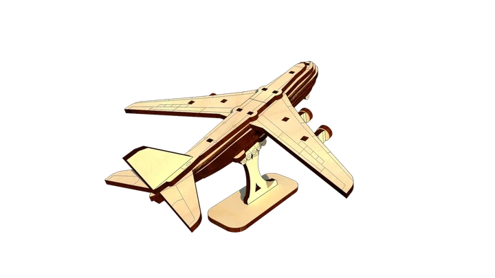 3D Пазл Деревянный Pazly Самолёт АН-124 Руслан с Подставкой 46 деталей - изображение 2