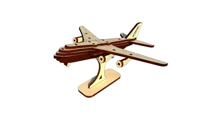 3D Пазл Деревянный Pazly Самолёт АН-124 Руслан с Подставкой 46 деталей - изображение 3