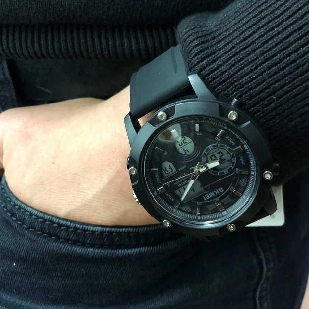 Годинник наручний чоловічий SKMEI 1757BKWT BLACK-WHITE, армійський годинник протиударний. Колір: чорний - Фото 2 Годинник наручний чоловічий SKMEI 1757BKWT BLACK-WHITE, армійський годинник протиударний. Колір: чорний - зображення 2