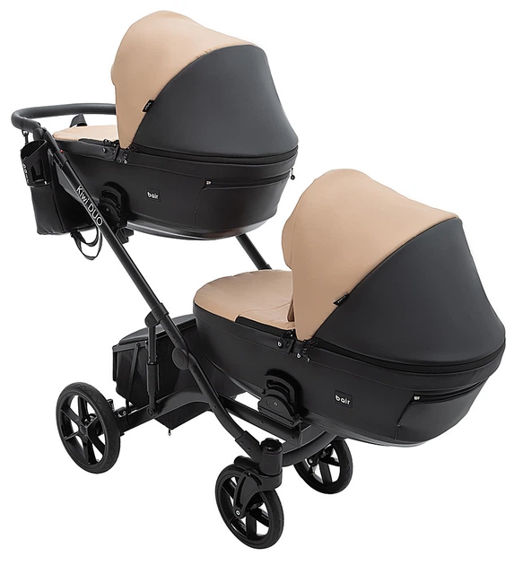 Коляска 2 в 1 для двойни Bair Kiwi DUO ECO BKD-18/15 капучино / черный - изображение 4
