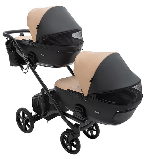 Коляска 2 в 1 для двойни Bair Kiwi DUO ECO BKD-18/15 капучино / черный - изображение 5