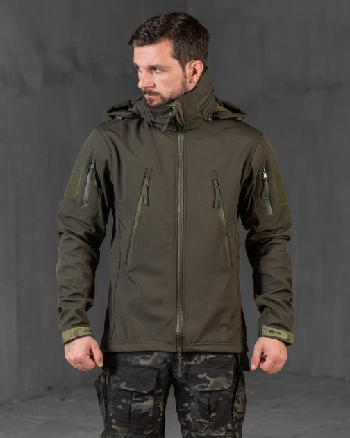 Тактическая демисезонная куртка SoftShell на флисе 2XL олива (59974) - изображение 1