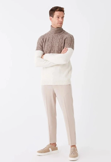 Мужской гольф LC Waikiki с верхом цвета капучино XXL Бежевый (LCWKnitwear-8625) - изображение 4