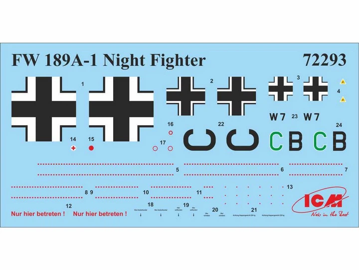 Ночной истребитель Focke-Wulf Fw 189A-1 ICM (72293) - изображение 6