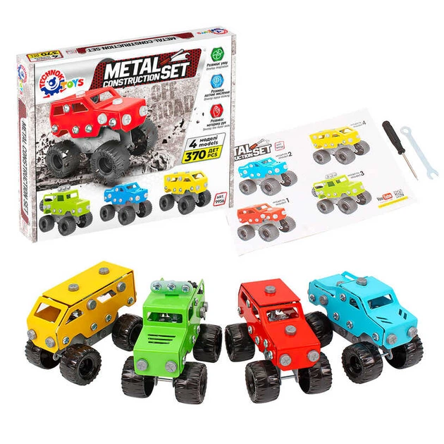 Конструктор металевий 9956 (11) "Technok Toys", 370 деталей, 4 машинки, в коробці - Фото 1 Конструктор металевий 9956 (11) "Technok Toys", 370 деталей, 4 машинки, в коробці - изображение 1