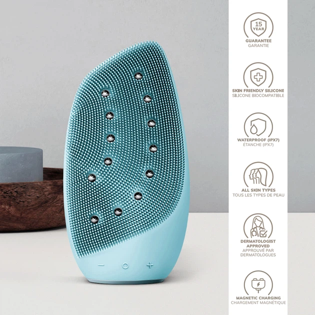 Очищающая щетка для лица GESKE Sonic Thermo Facial Brush&Face-Lifter 8в1 turquoise - изображение 7