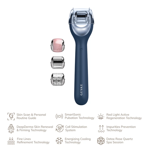 Электронный роллер для лица с микроиглами GESKE MicroNeedle Face Roller 9в1 midnight - изображение 6