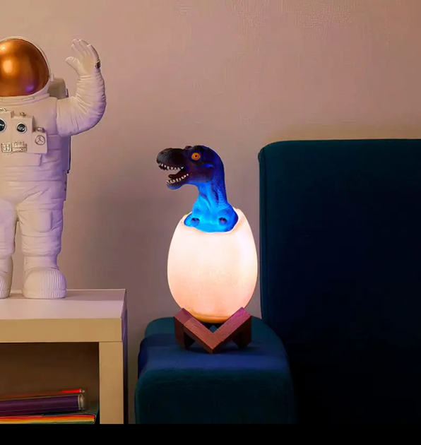 Дитячий світильник нічник TOPA Динозаврик у яйці SUNROZ 3D Dinosaur Lamp з пультом ДУ - зображення 3