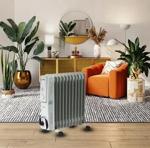 Масляний Радіатор Обігрівач 2500 Вт 13 Секцій до 30 кв.м Volteno VO2820 2500W з Термостатом на Колесах Білий - зображення 3