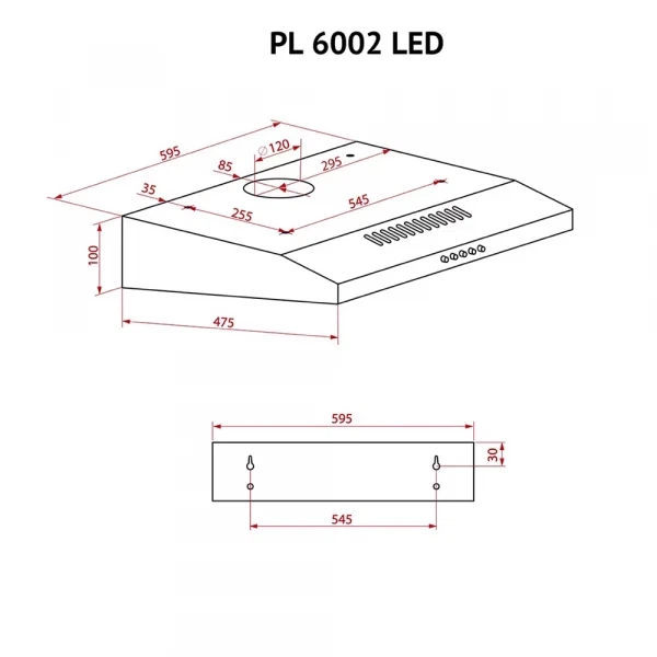 Витяжка Perfelli pl 6002 bl led - зображення 8