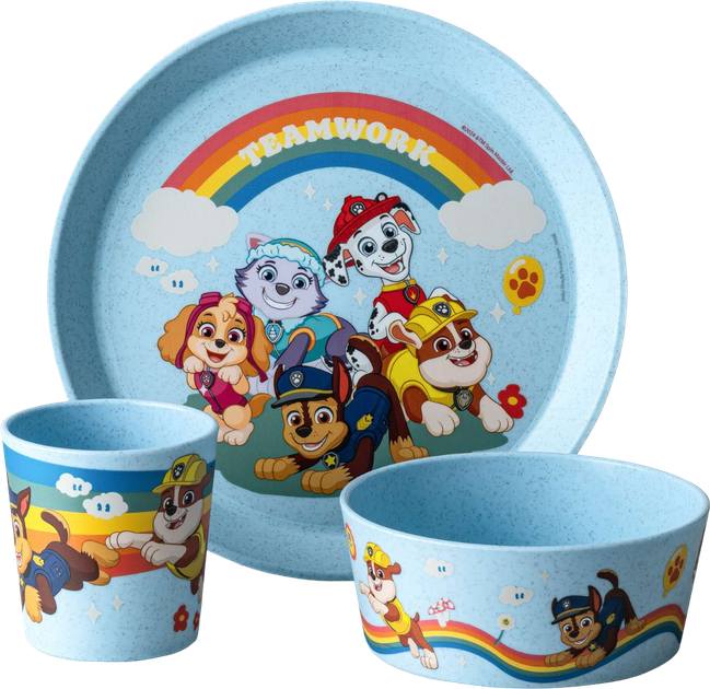 Набір дитячого посуду Koziol Connet Paw Patrol Organic 3 предмети Світло-блакитний (4002942674710) - зображення 1