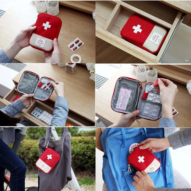 Портативная текстильная аптечка MedicBag, 150х105х20 мм, красная