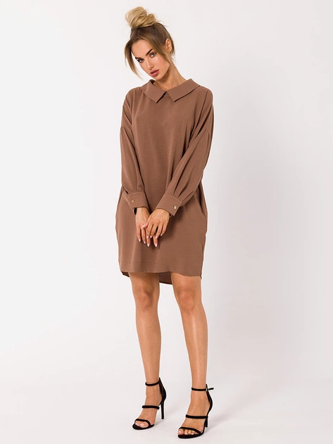 Sukienka koszulowa damska elegancka Made Of Emotion M740 S Chocolate (5903887698290) - obraz 3