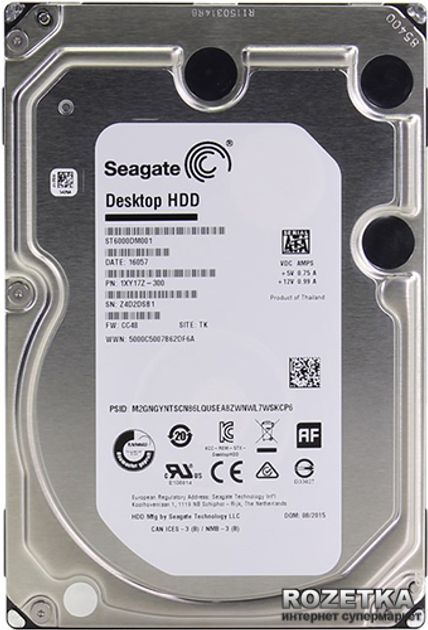 Seagate ST6000DM001（HDD 3.5インチ 6TB） Жесткий диск Seagate Desktop HDD 6TB 7200rpm 128MB