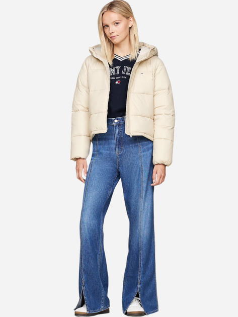 Куртка зимова коротка жіноча Tommy Hilfiger DW0DW18841-ACG XS Бежева (8720637881019) - зображення 3