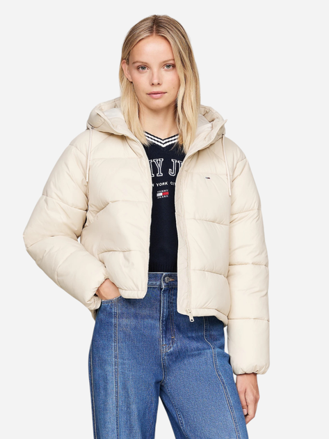 Kurtka zimowa damska krótka Tommy Hilfiger DW0DW18841-ACG M Beżowa (8720637881200) - obraz 1