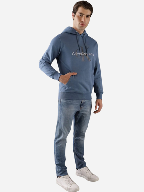 Bluza męska z kapturem kangurka Calvin Klein J30J320805-DBX XL Niebieska (8720639464067) - obraz 3