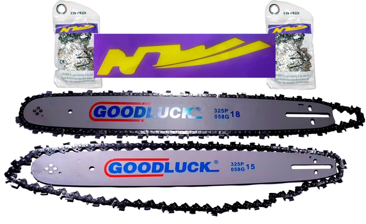 2 Шины и 2 цепи. Комплект GoodLuck - NZ на 45 и 40 размер, 72-64 звена, 36-32 режущих зуба - изображение 2
