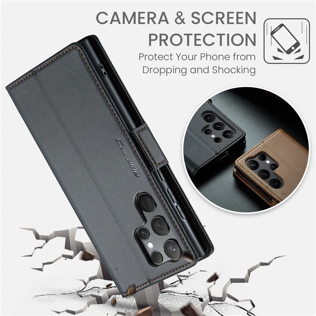 Кожаный чехол-книжка Retro Case для Samsung Galaxy S23 Ultra Черный (61121071) - Фото 7 Кожаный чехол-книжка Retro Case для Samsung Galaxy S23 Ultra Черный (61121071) - изображение 7