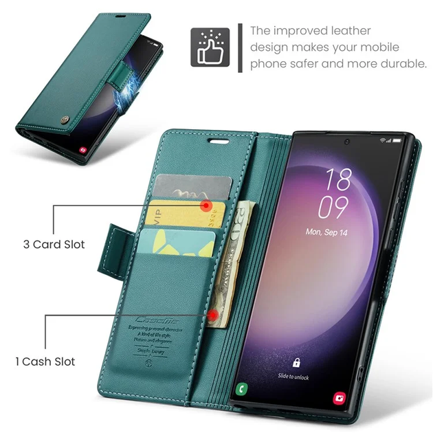 Шкіряний чохол-книжка Retro Case для Samsung Galaxy S23 Ultra Зелений(6112107) - зображення 5