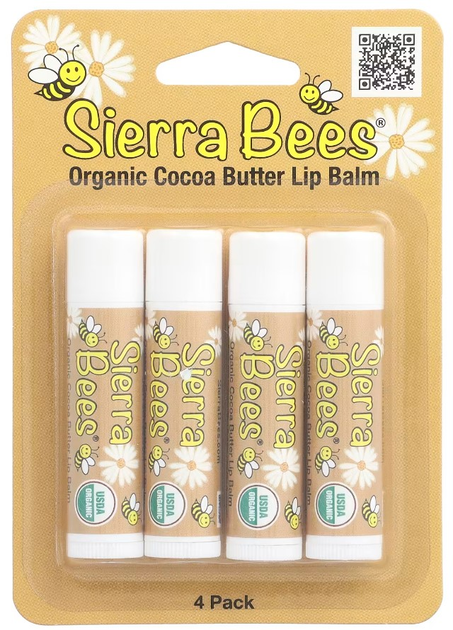 Акція на Набір органічних бальзамів для губ Sierra Bees Organic Cocoa Butter Lip Balms 4 шт по 4.25 г від Rozetka