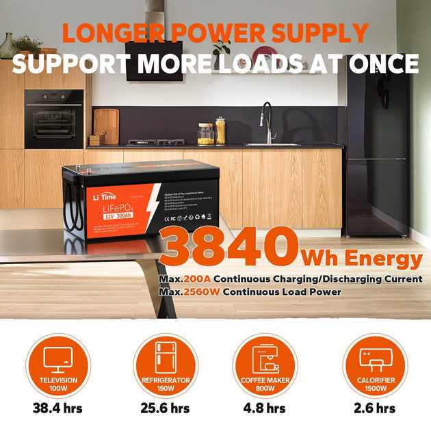 Акумулятор Li Time LiFePO4 12V 300Ah - Фото 9 Акумулятор Li Time LiFePO4 12V 300Ah - зображення 9