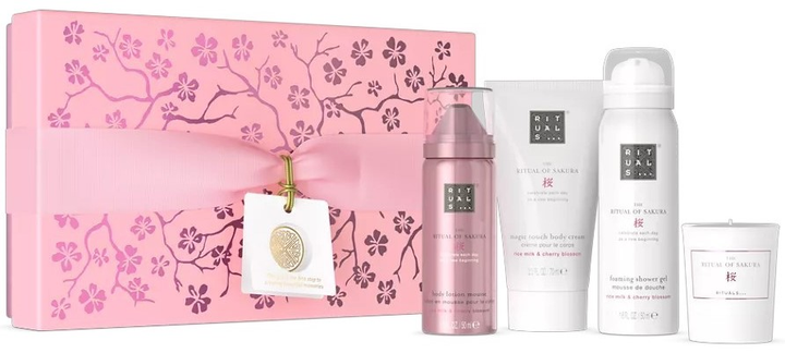 Набір Rituals The Ritual Of Sakura Gift Set S Крем для тіла 70 мл + Скраб для тіла 70 мл + Гель для душу 50 мл + Ароматична свічка 25 г (8719134184471) - зображення 1